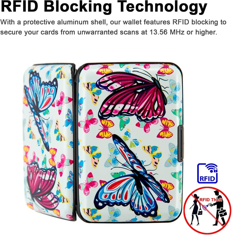 Kaabao RFID Blocking Small Metal Credit Card Holder Wallet for Women Men Business Aluminum Protector Sleeves Slim Mini Cards Case (A Butterfly) - Image 3